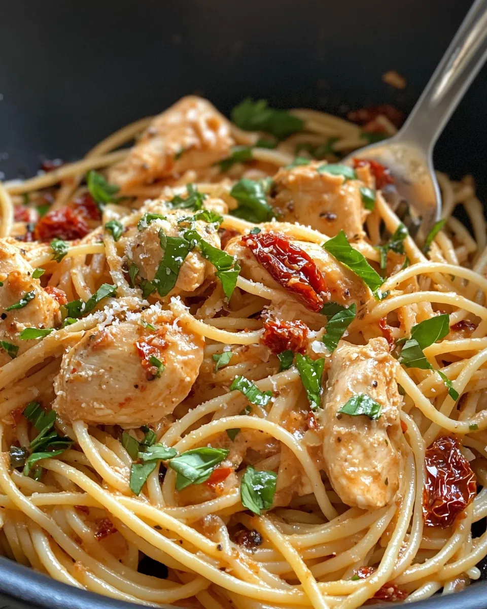 Classic Creamy Sun-Dried Tomato Chicken Pasta dish photo