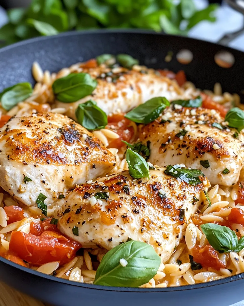 Classic Creamy Tomato Basil Chicken Orzo recipe image