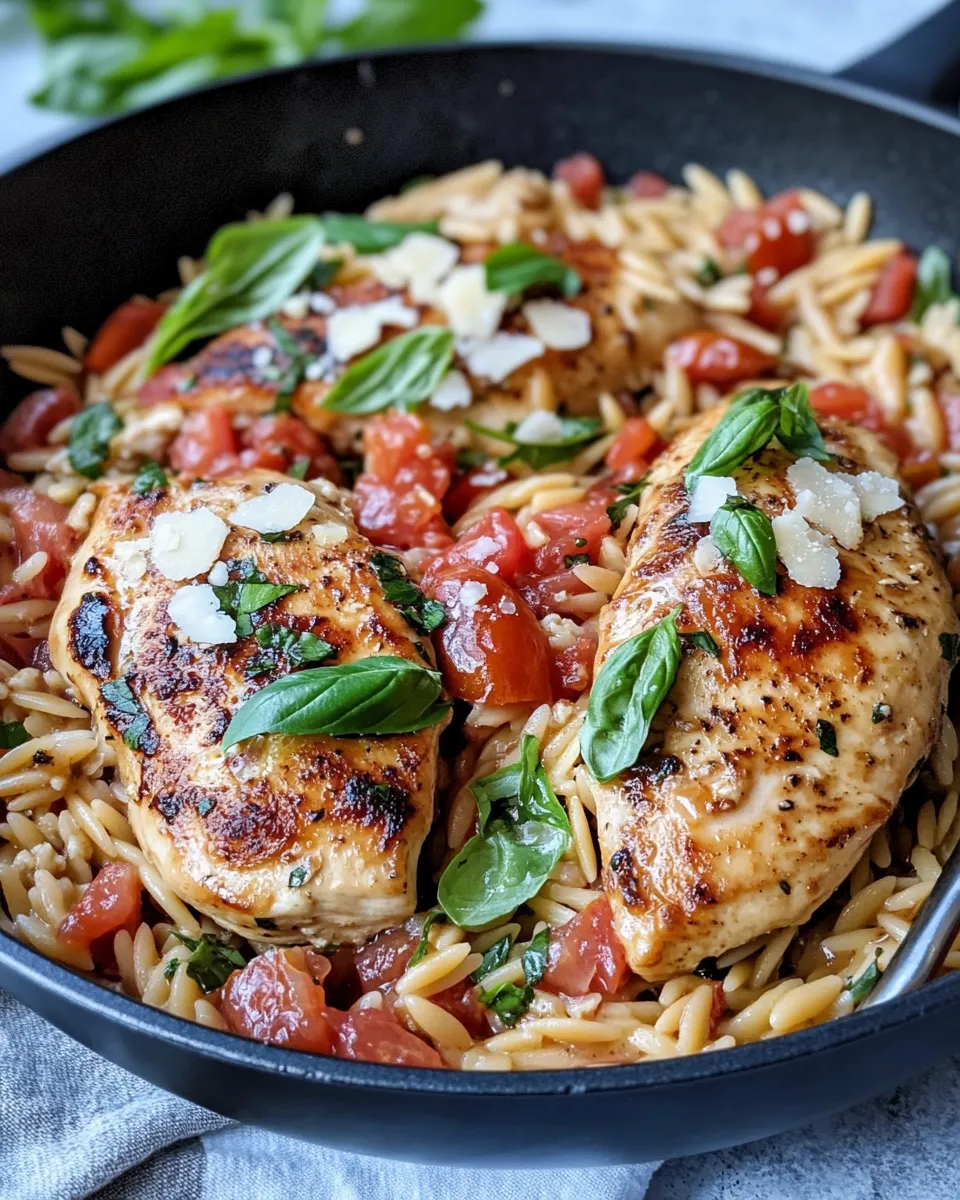Easy Creamy Tomato Basil Chicken Orzo dish photo