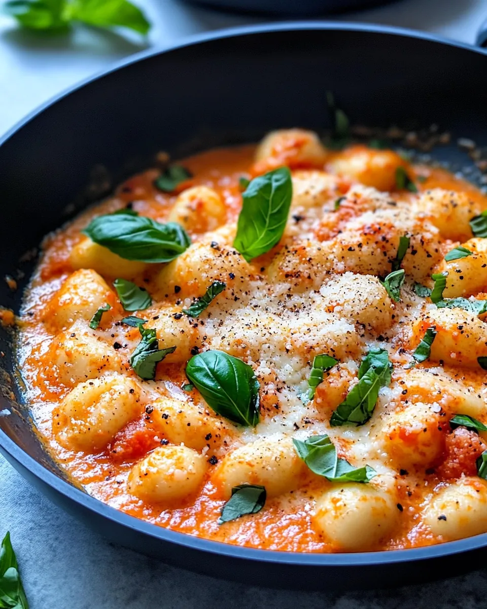 Easy Creamy Tomato Basil Gnocchi recipe image