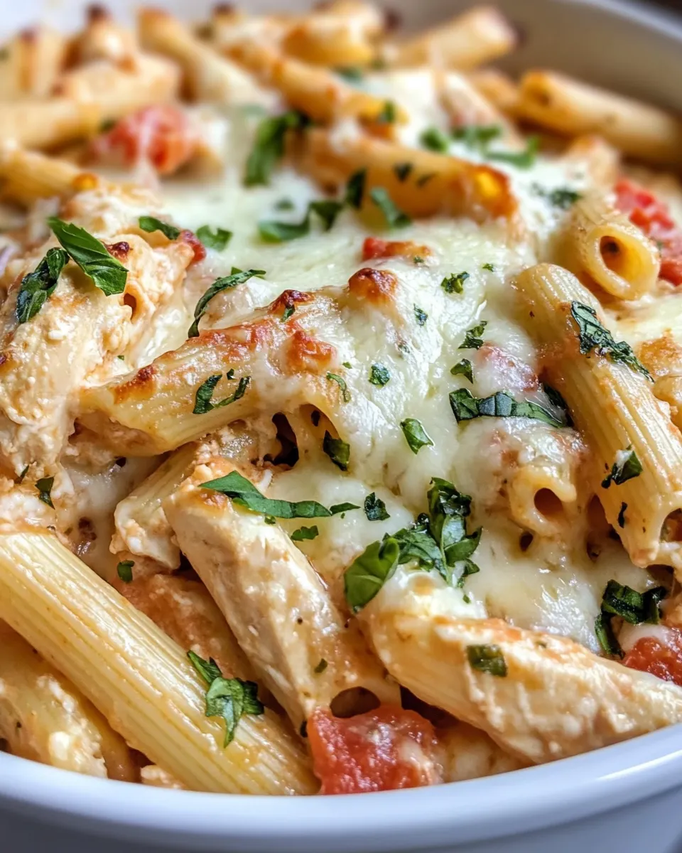 Delicious Creamy Tomato Basil Pasta Bake plate image