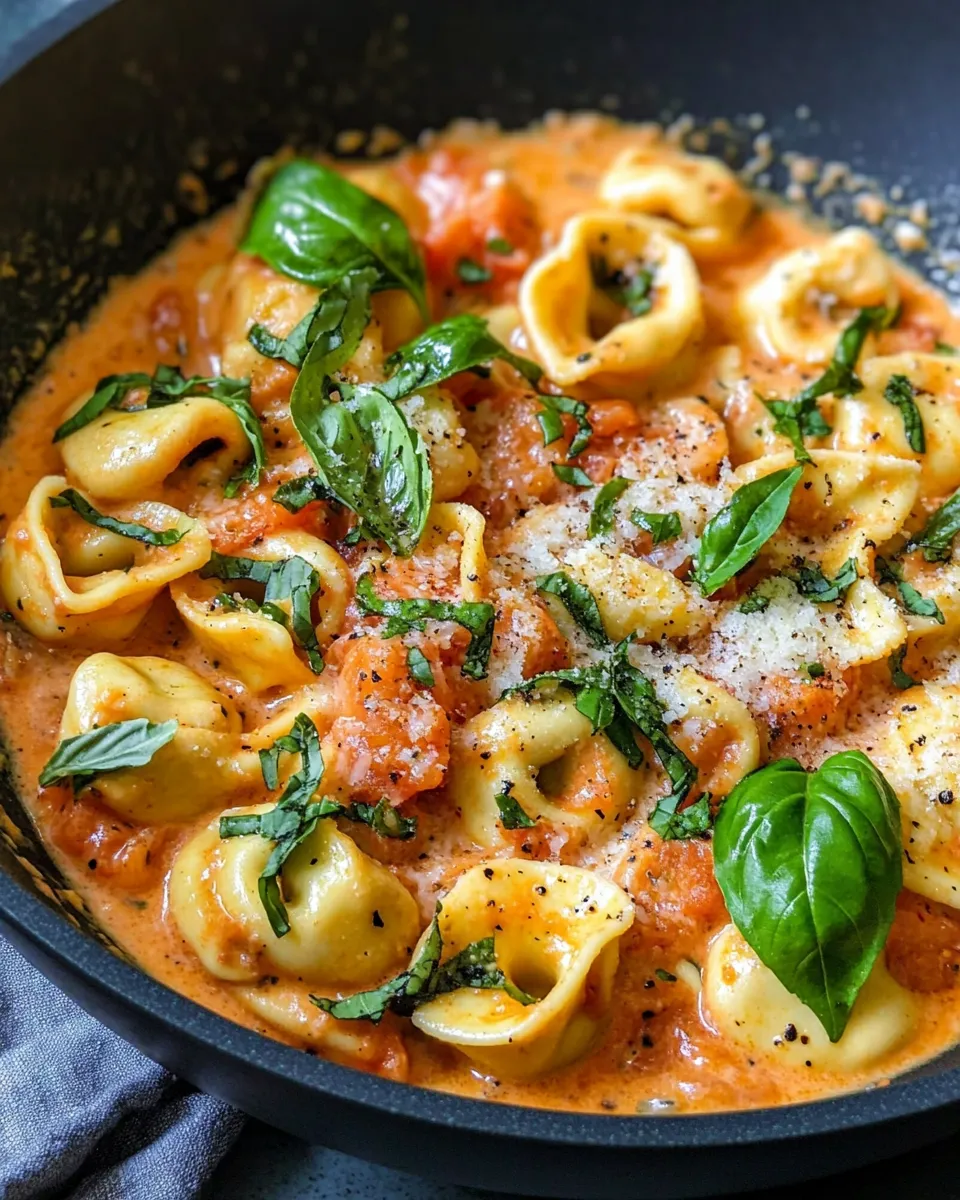 Easy Creamy Tomato Basil Tortellini recipe image