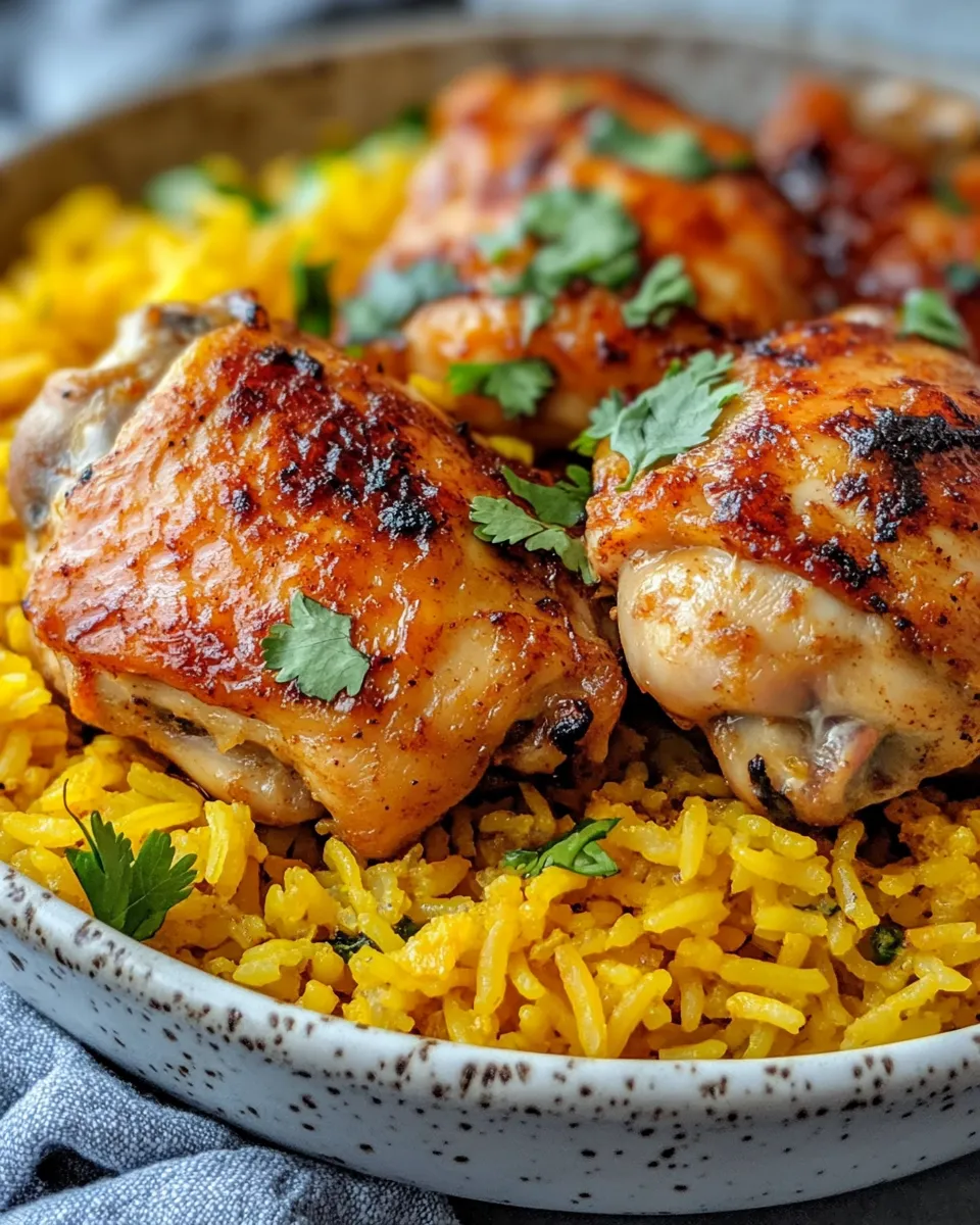 Delicious Cuban Mojo Chicken with Yellow Rice food shot