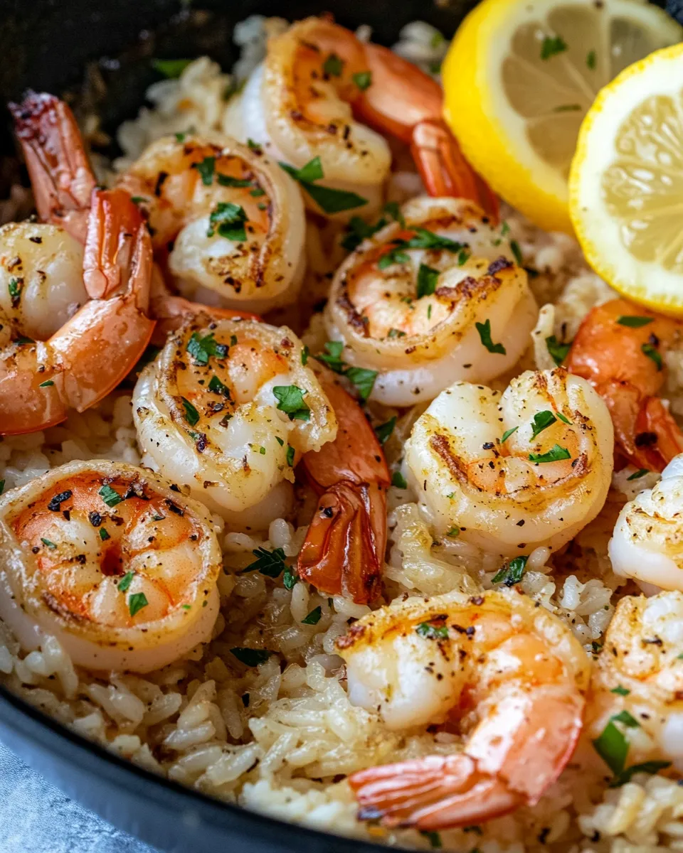 Classic Garlic Butter Shrimp and Rice recipe image