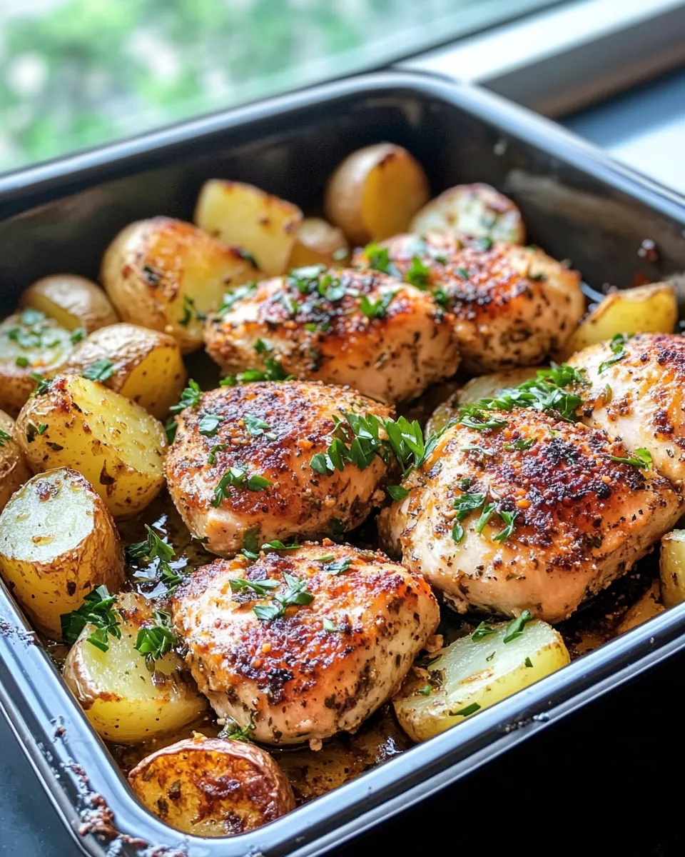 Classic Garlic Herb Chicken and Potatoes Bake image