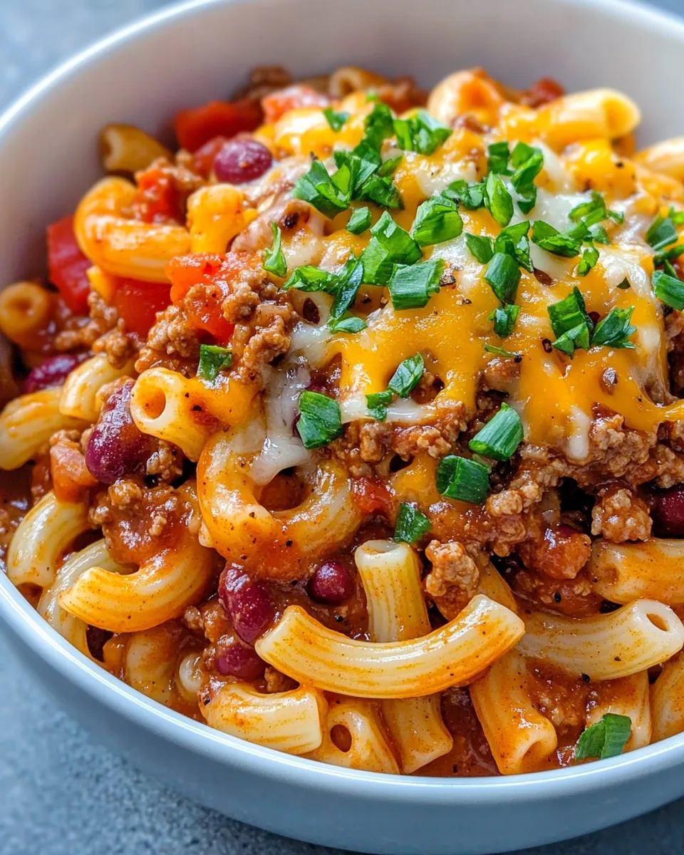 Delicious Hearty Chili Mac Skillet dish photo