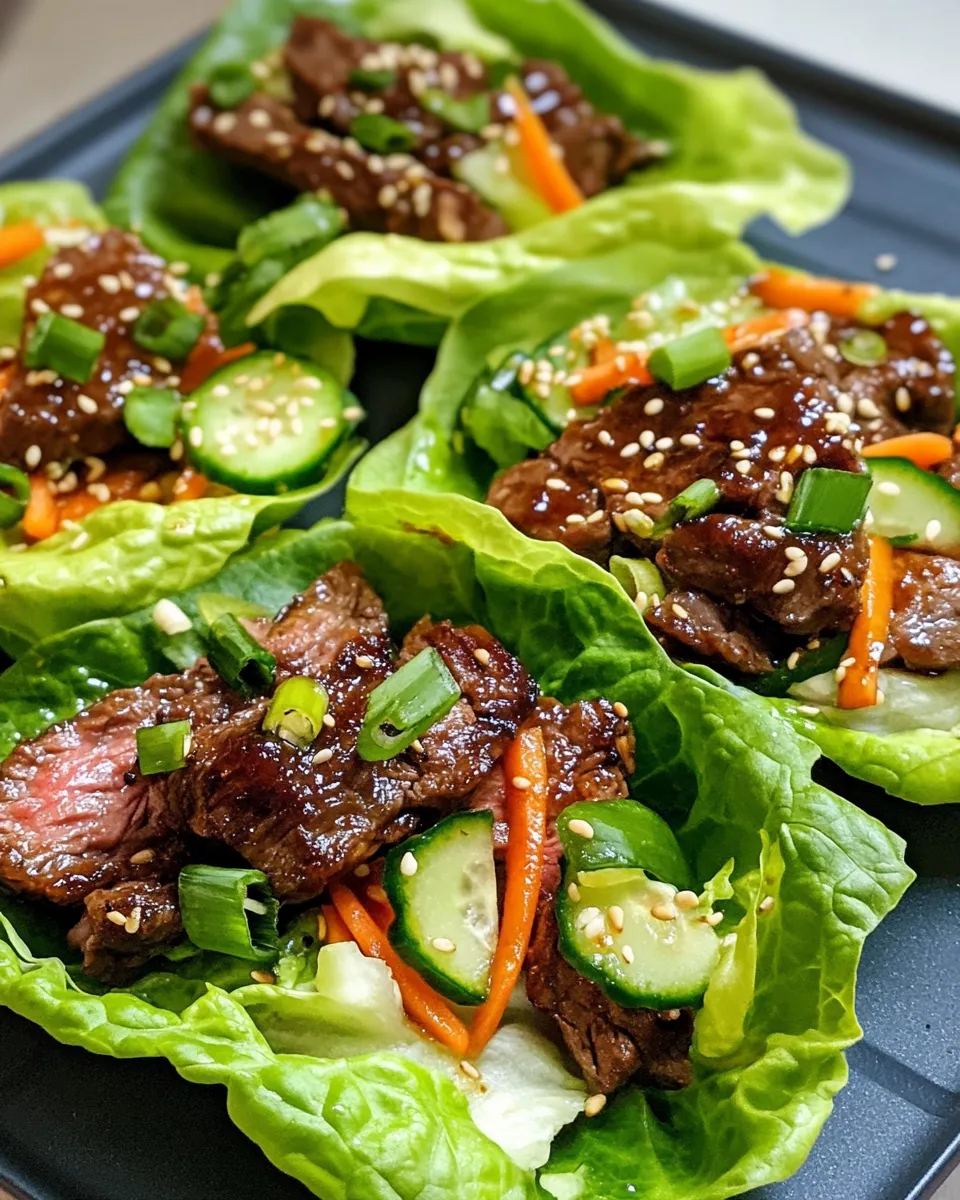 Easy Korean BBQ Beef Lettuce Wraps food shot