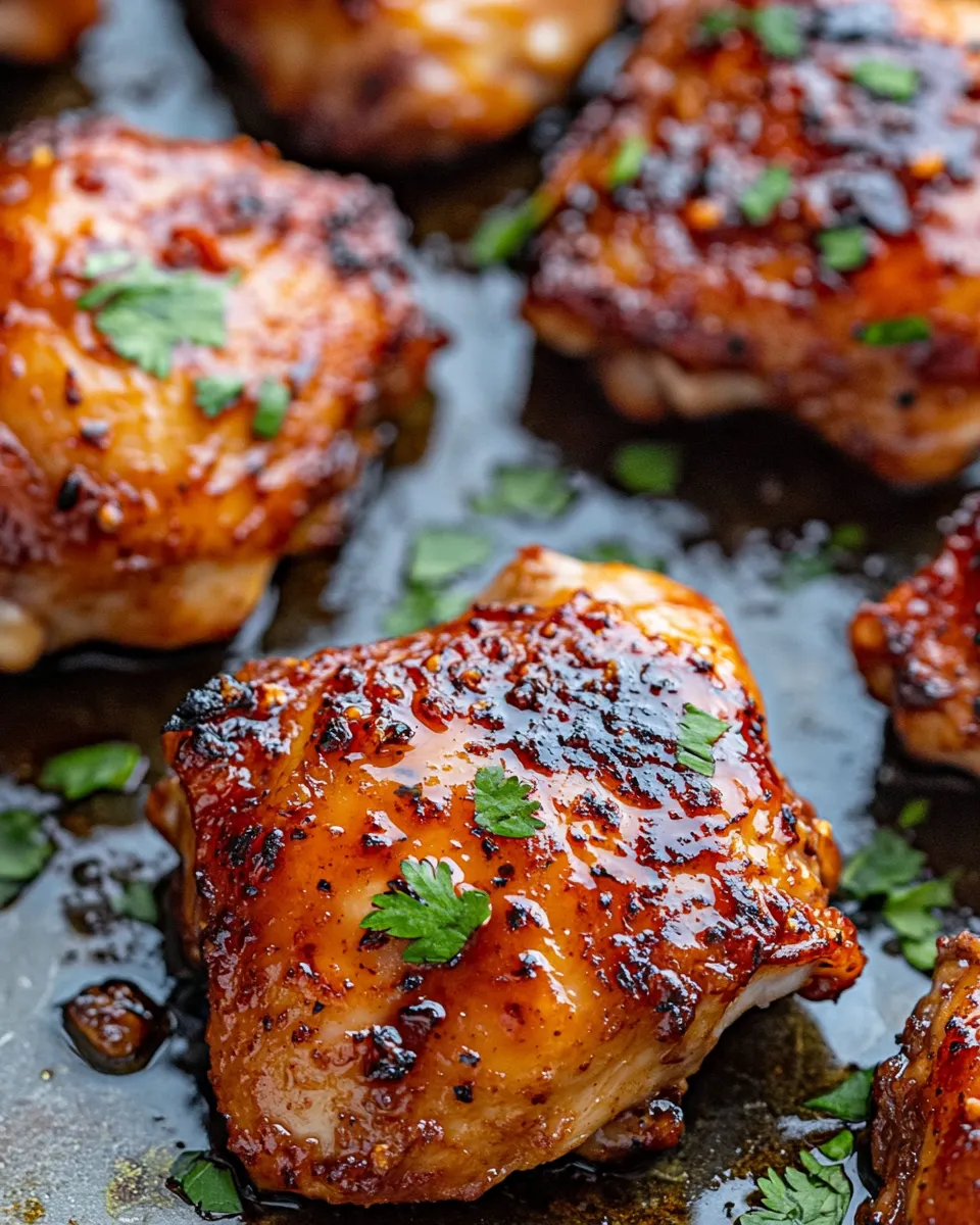 Easy Maple Chili Glazed Chicken Thighs food shot