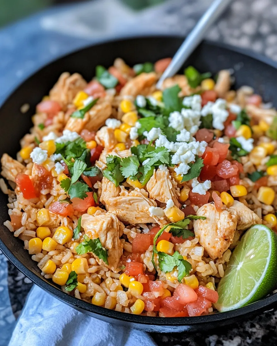 Homemade Mexican Street Corn Chicken Rice Skillet recipe photo