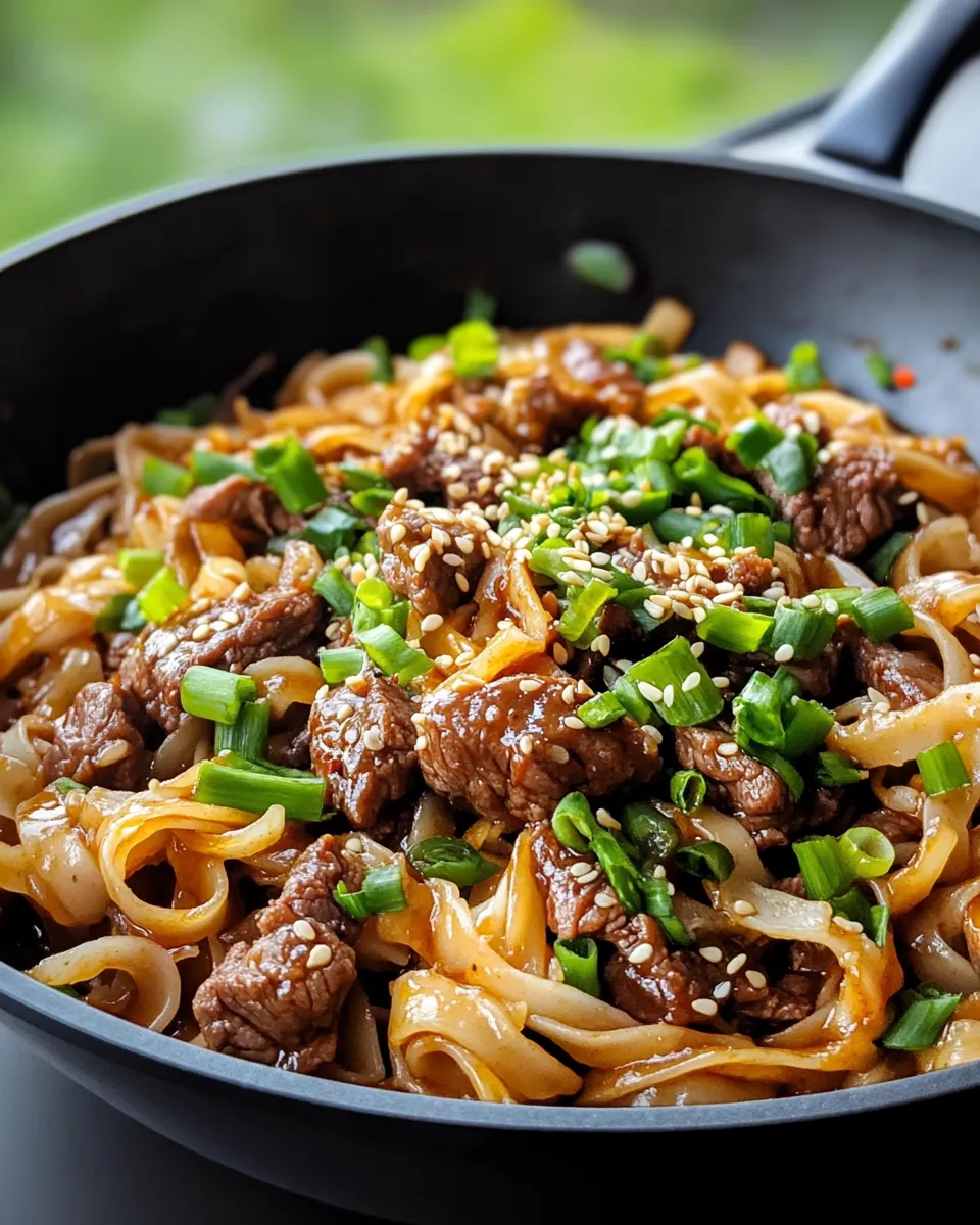 Classic Mongolian Beef Noodles Skillet image