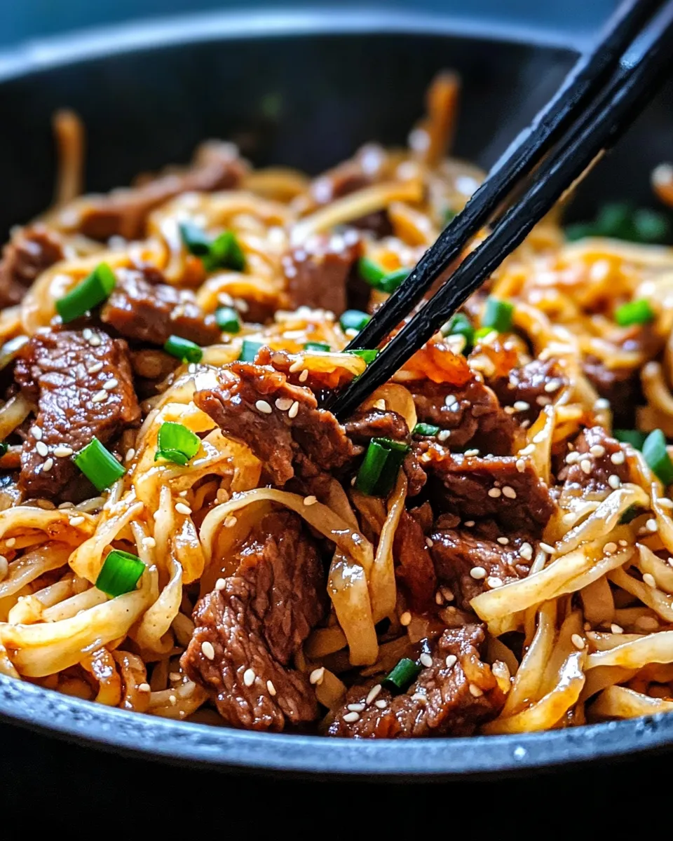 Easy Mongolian Beef Noodles Skillet recipe photo