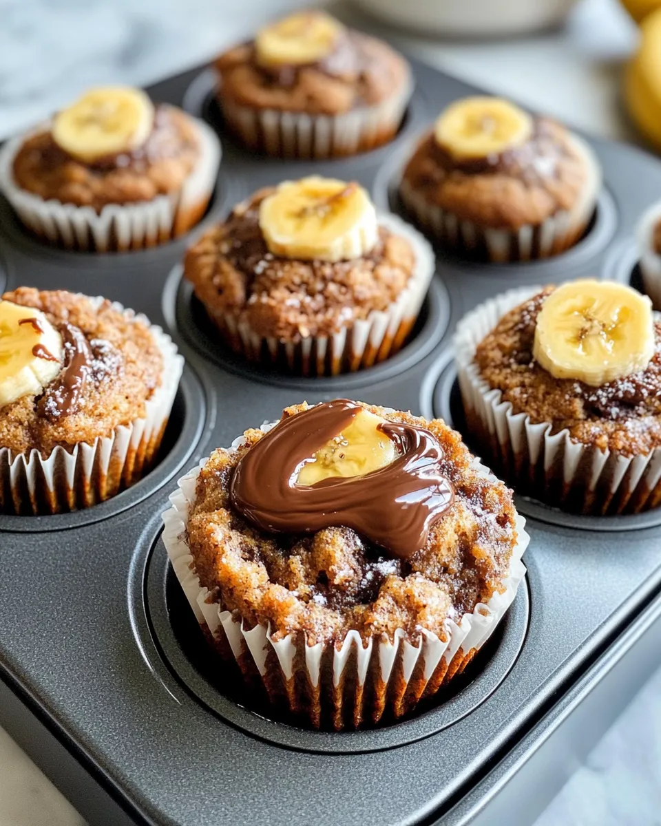 Easy Nutella Stuffed Banana Bread Muffins food shot