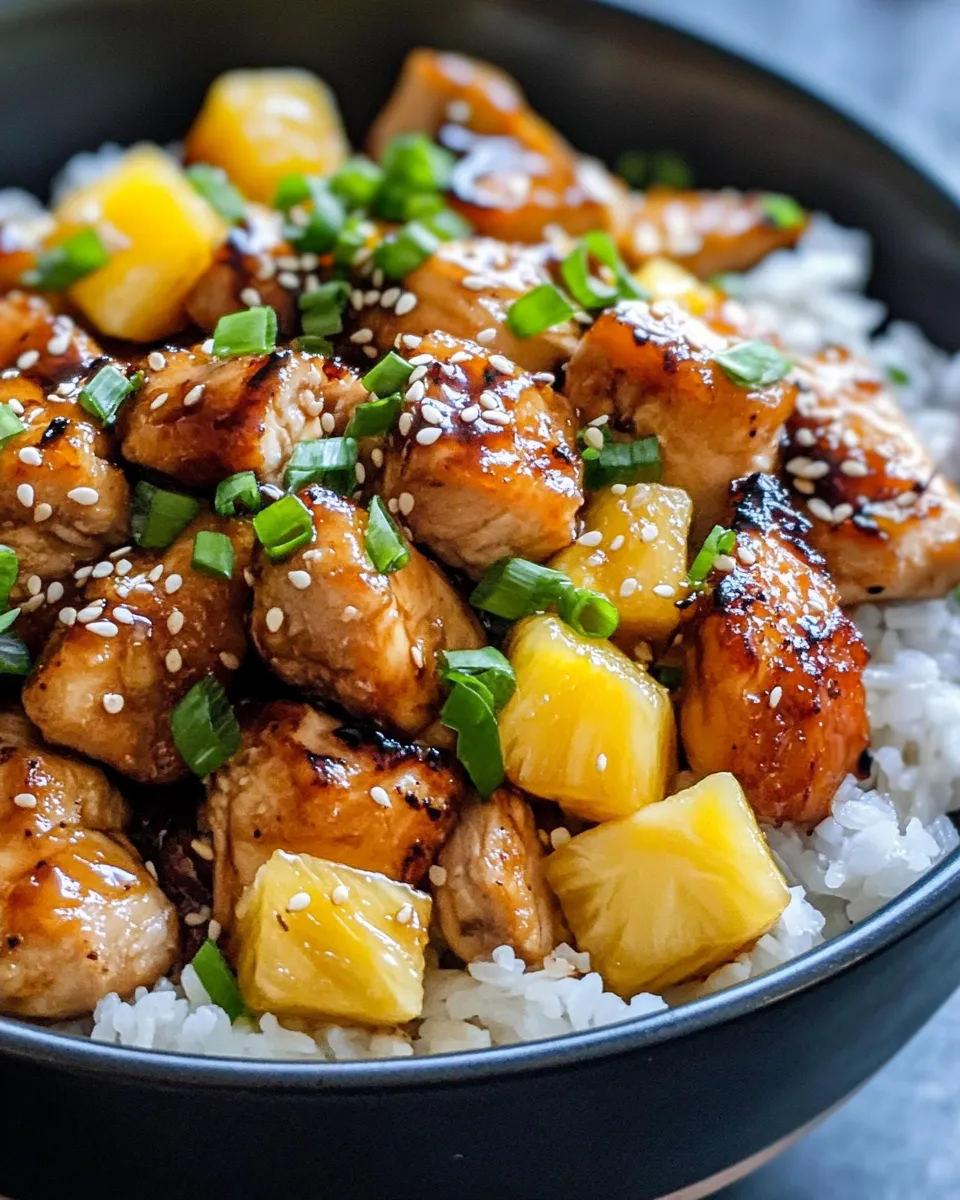 Delicious Pineapple Teriyaki Chicken Rice Bowls plate image