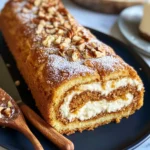 Homemade Pumpkin Roll Cake with Cream Cheese Filling photo
