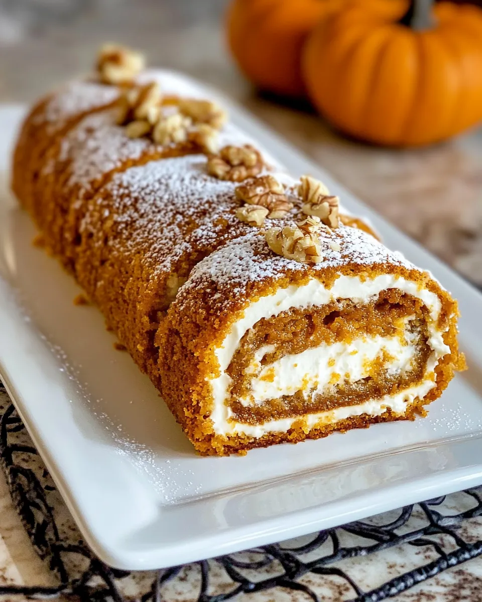 Classic Pumpkin Roll Cake with Cream Cheese Filling image