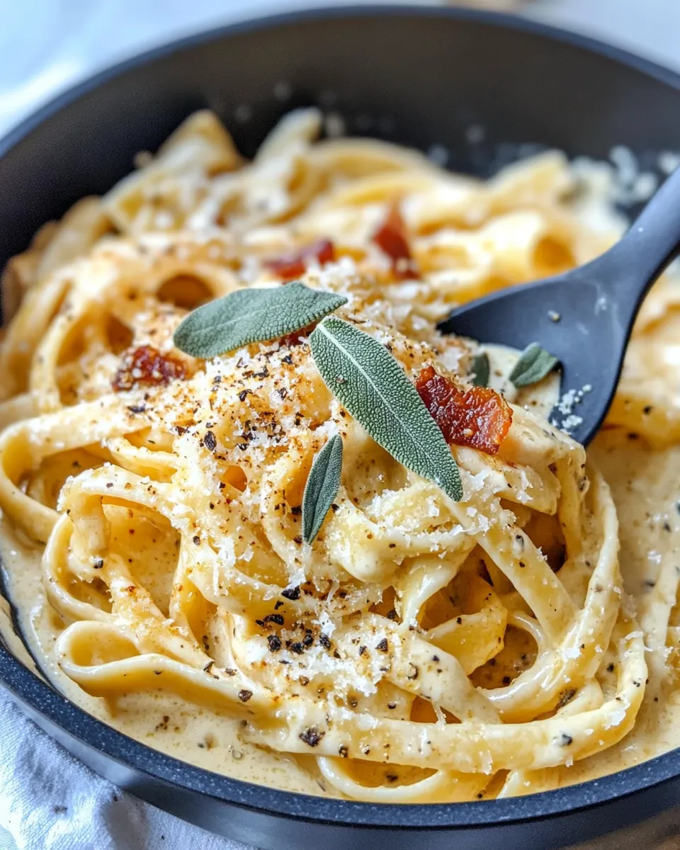 Classic Pumpkin Sage Alfredo Pasta dish photo