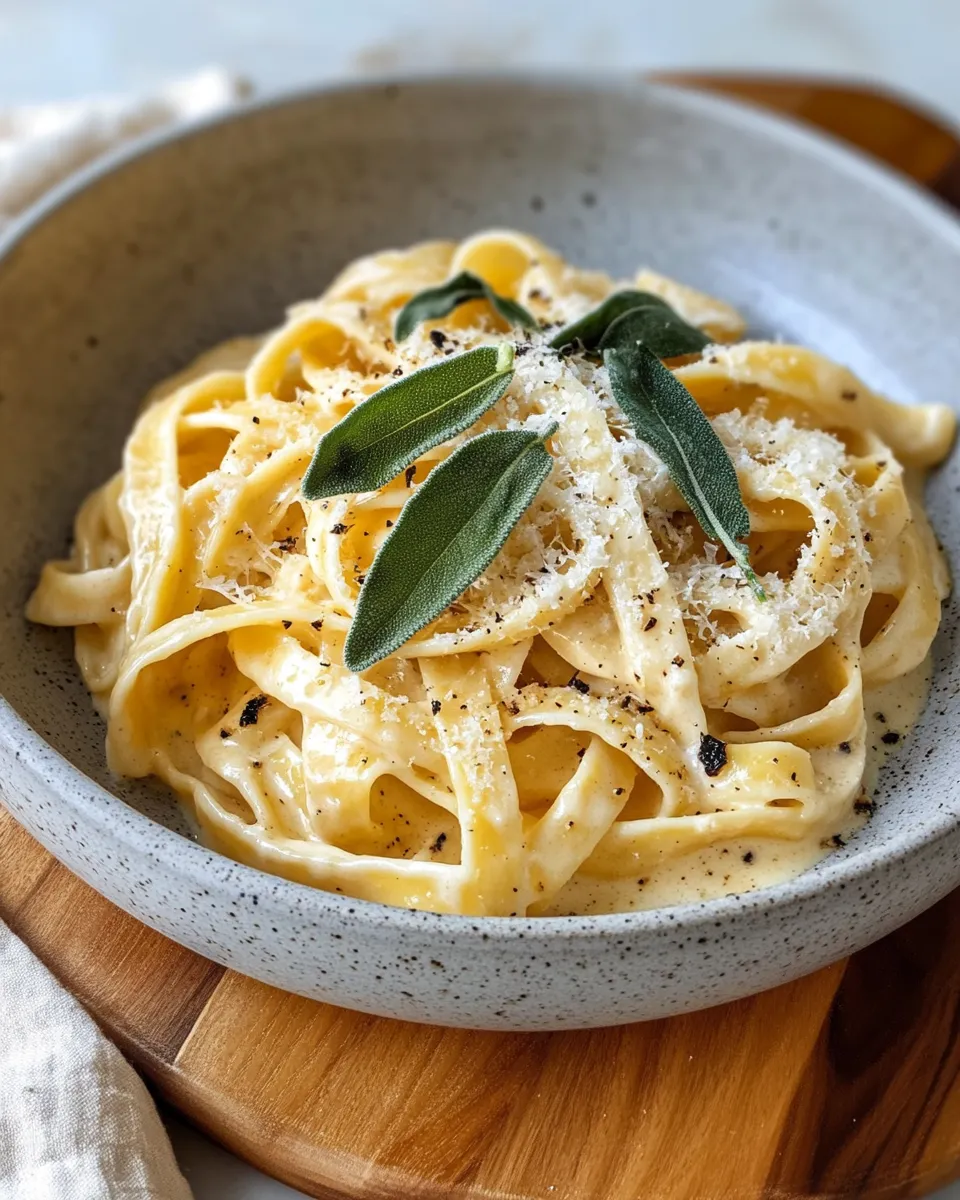 Easy Pumpkin Sage Alfredo Pasta food shot