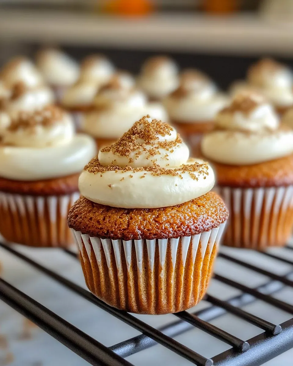 Delicious Pumpkin Spice Cupcakes with Frosting food shot