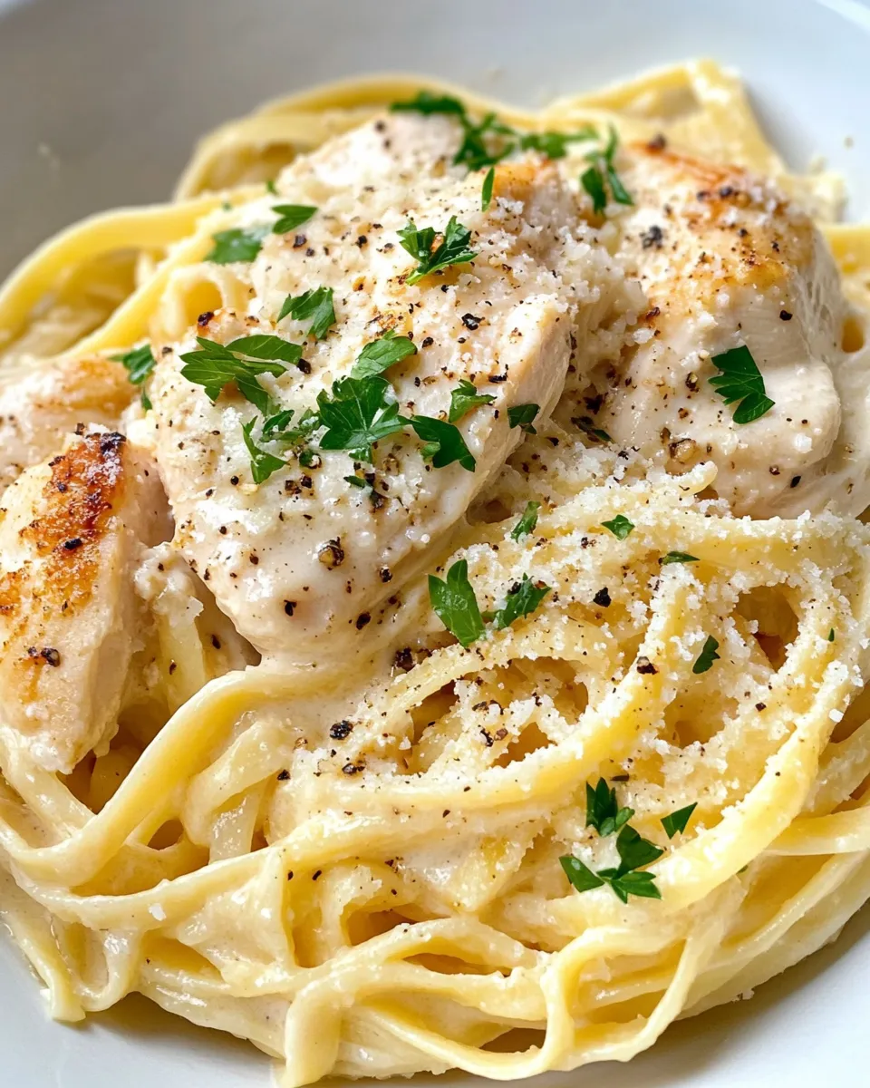 Delicious Slow Cooker Creamy Chicken Alfredo plate image