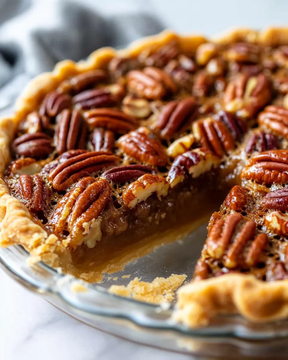 Delicious Southern Pecan Pie food shot