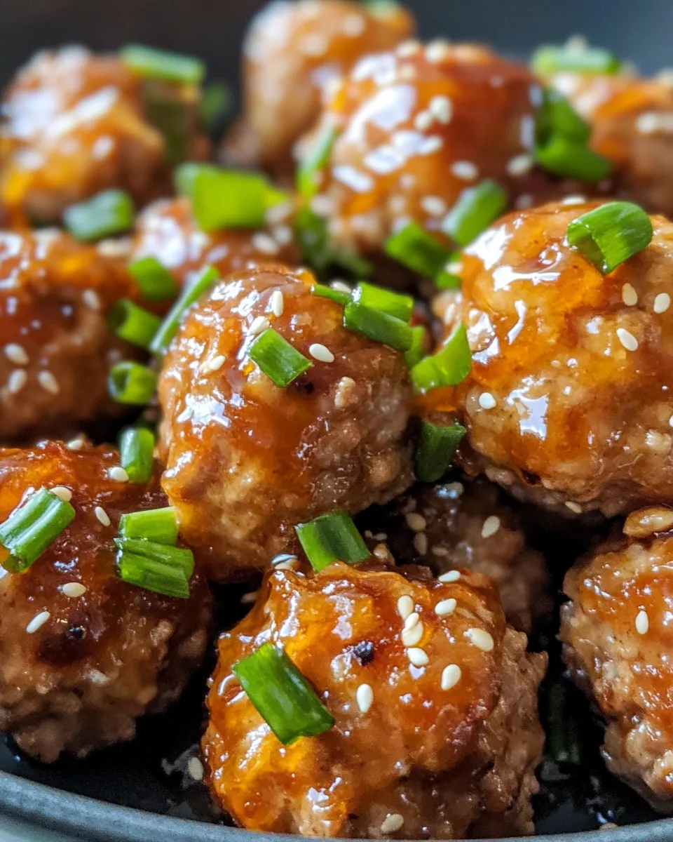 Easy Sticky Orange Glazed Meatballs food shot