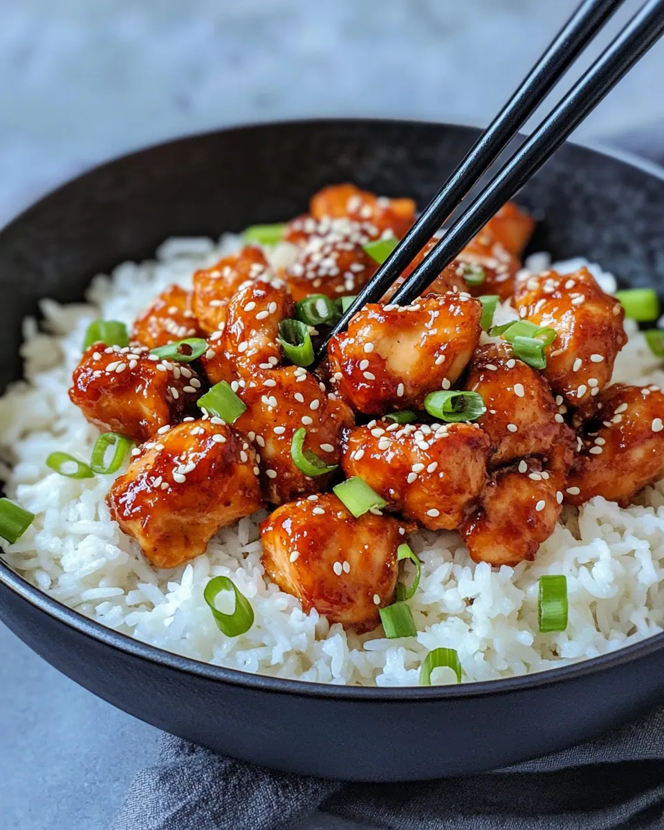 Easy Sticky Sesame Chicken with Rice recipe image