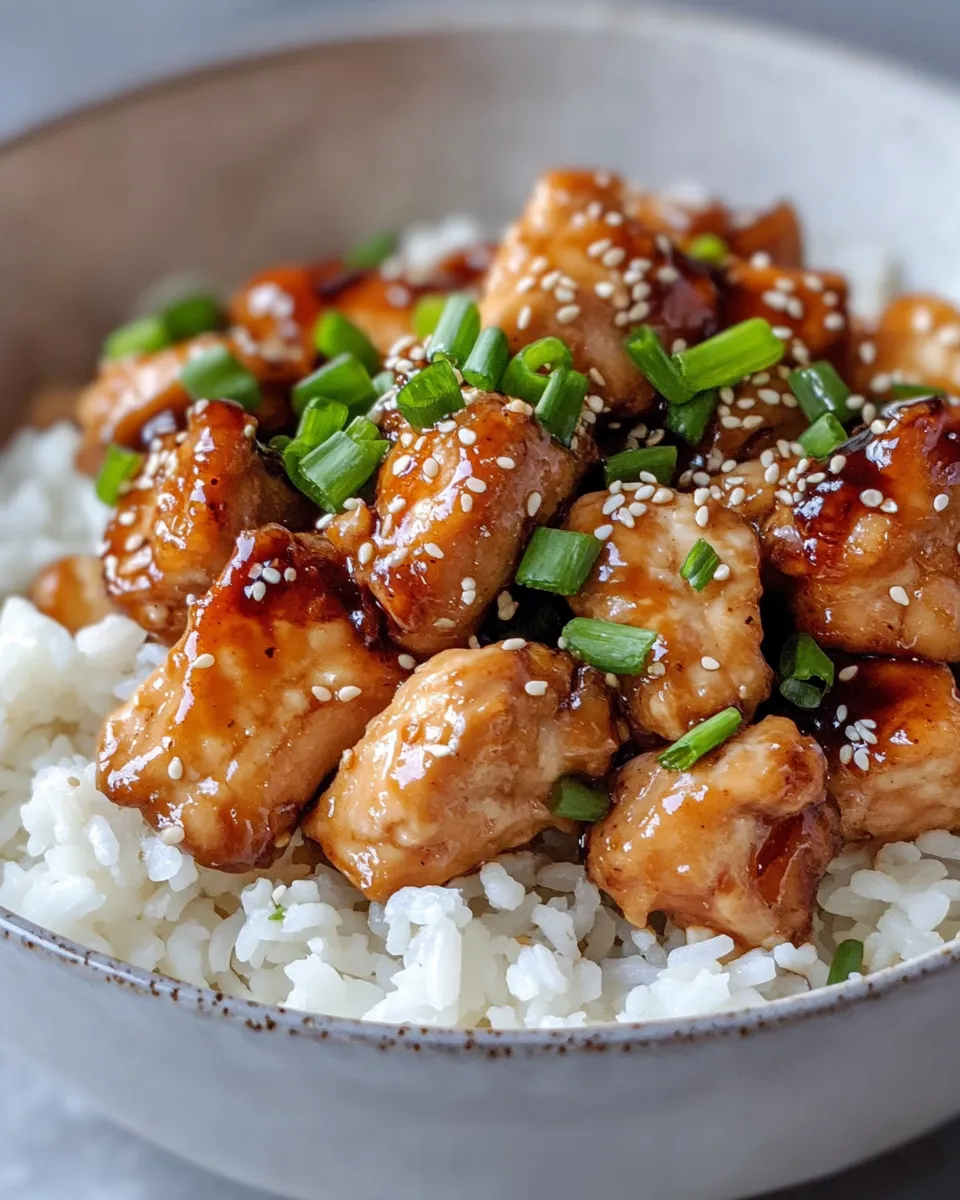 Homemade Sticky Sesame Chicken with Rice dish photo