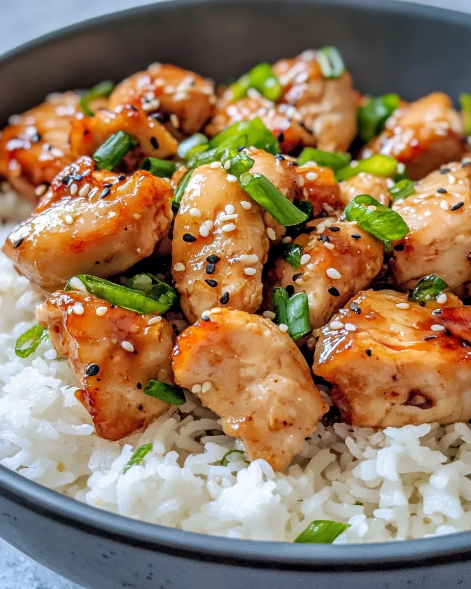 Perfect Sticky Sesame Chicken with Rice food shot