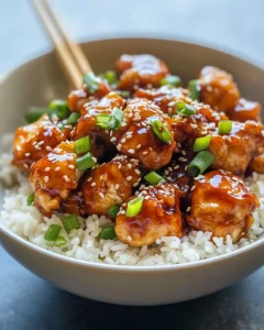 Homemade Sticky Sesame Orange Chicken Bowls recipe photo