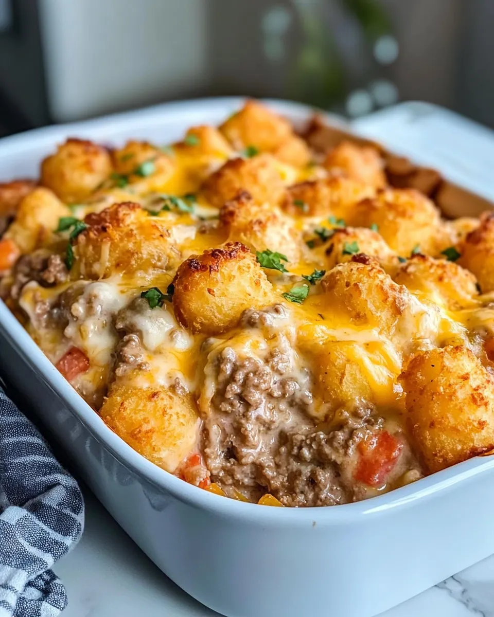 Delicious Tater Tot Casserole with Ground Beef plate image