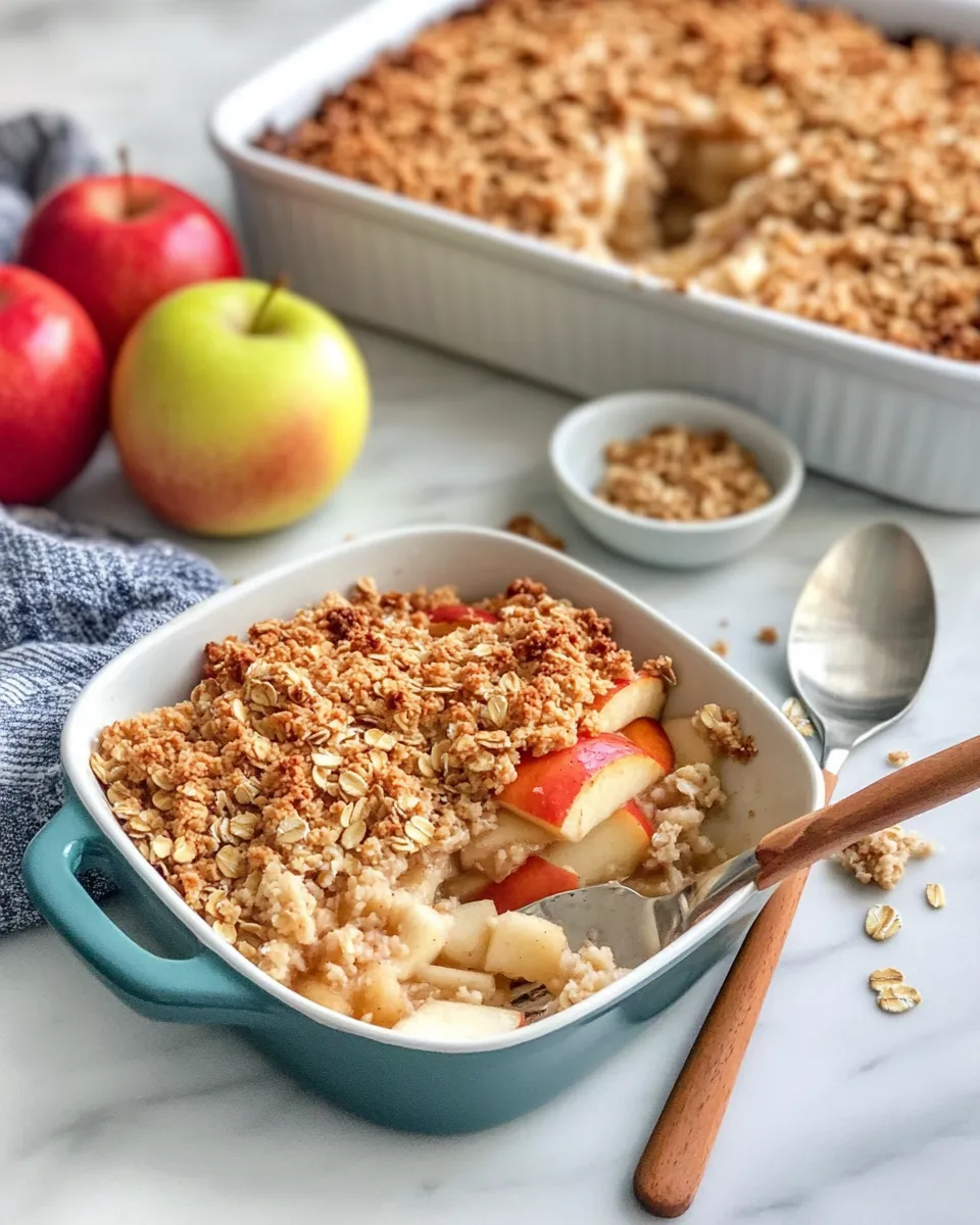 Delicious Warm Apple Crisp with Oats food shot