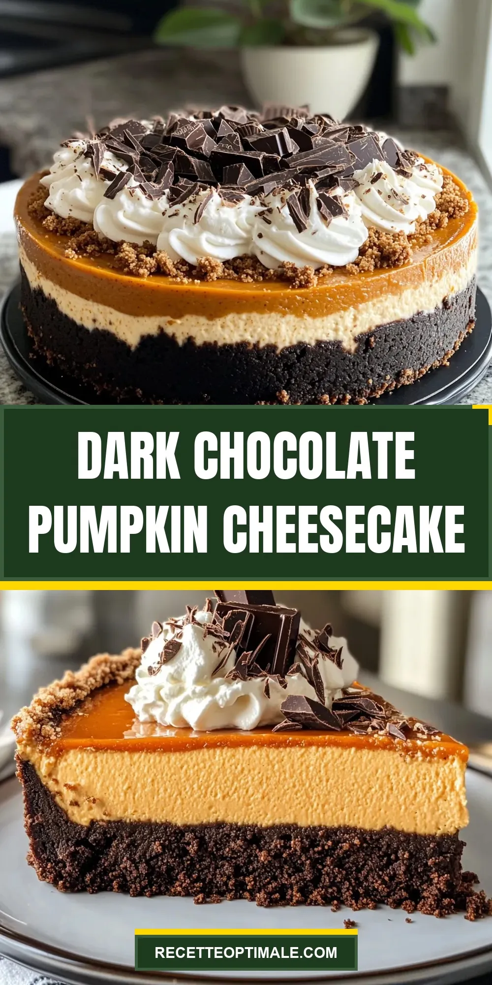 The Best Dark Chocolate Pumpkin Cheesecake Ever