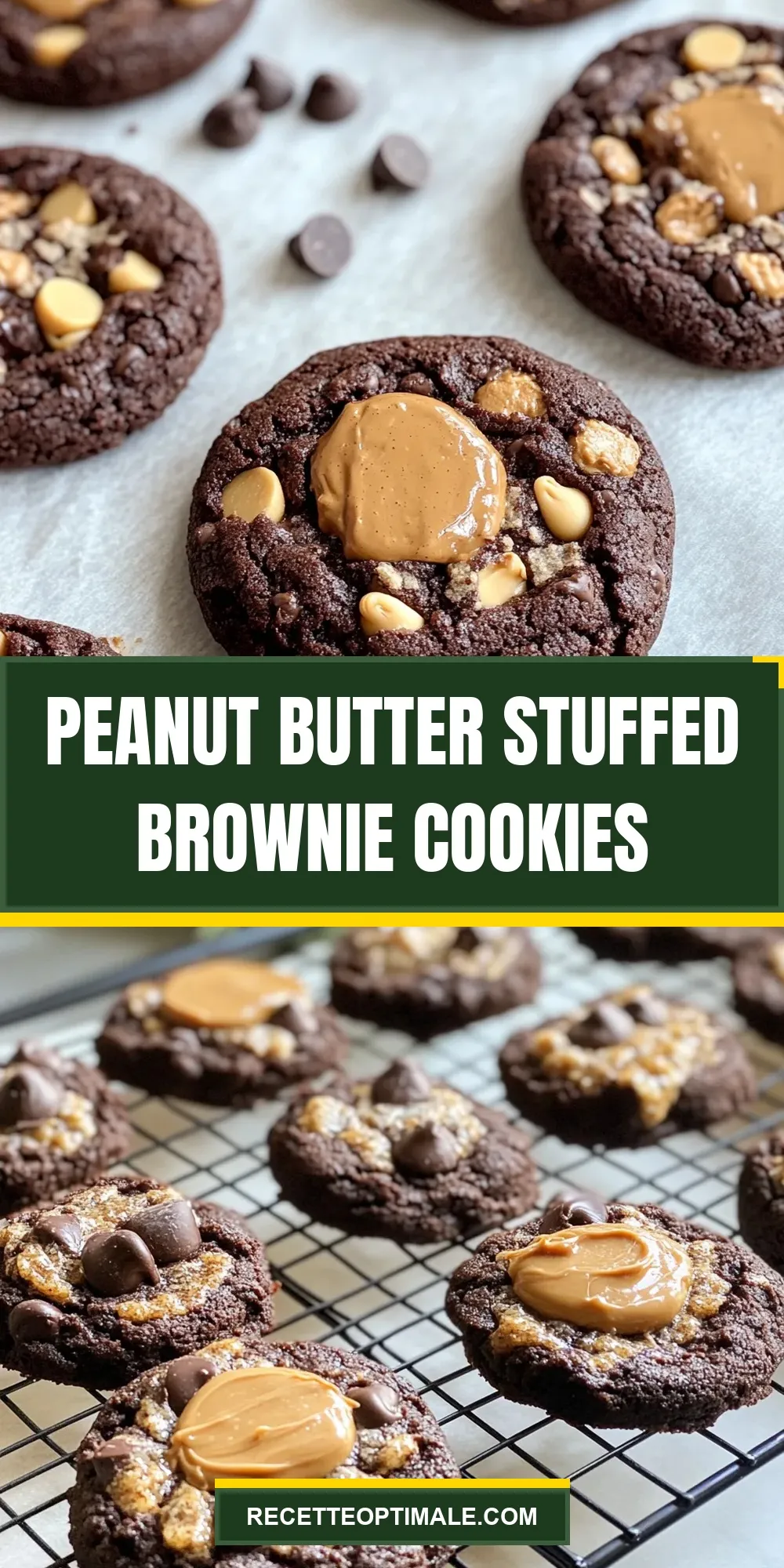 The Best Peanut Butter Stuffed Brownie Cookies Ever