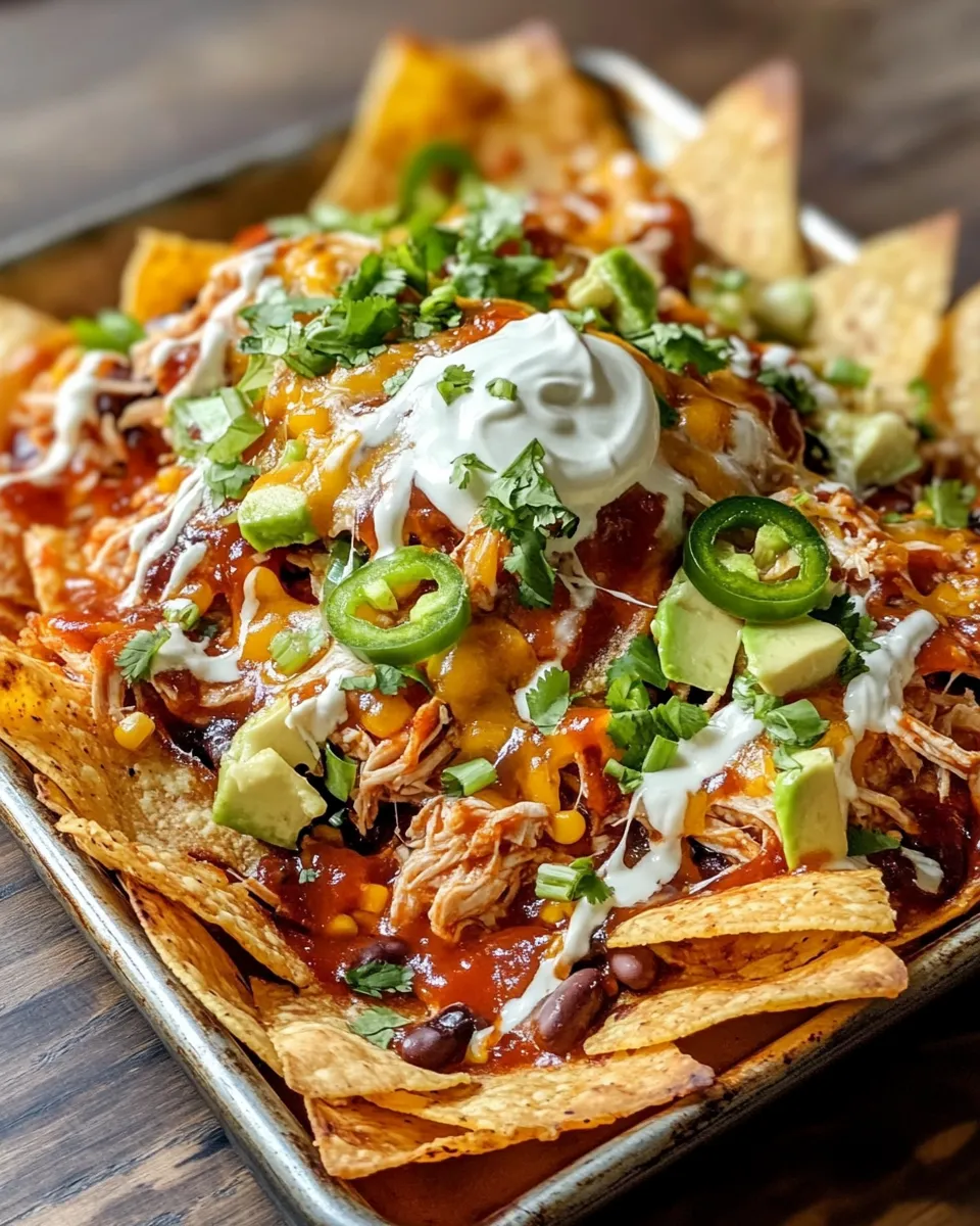 Easy BBQ Chicken Sheet-Pan Nachos recipe photo