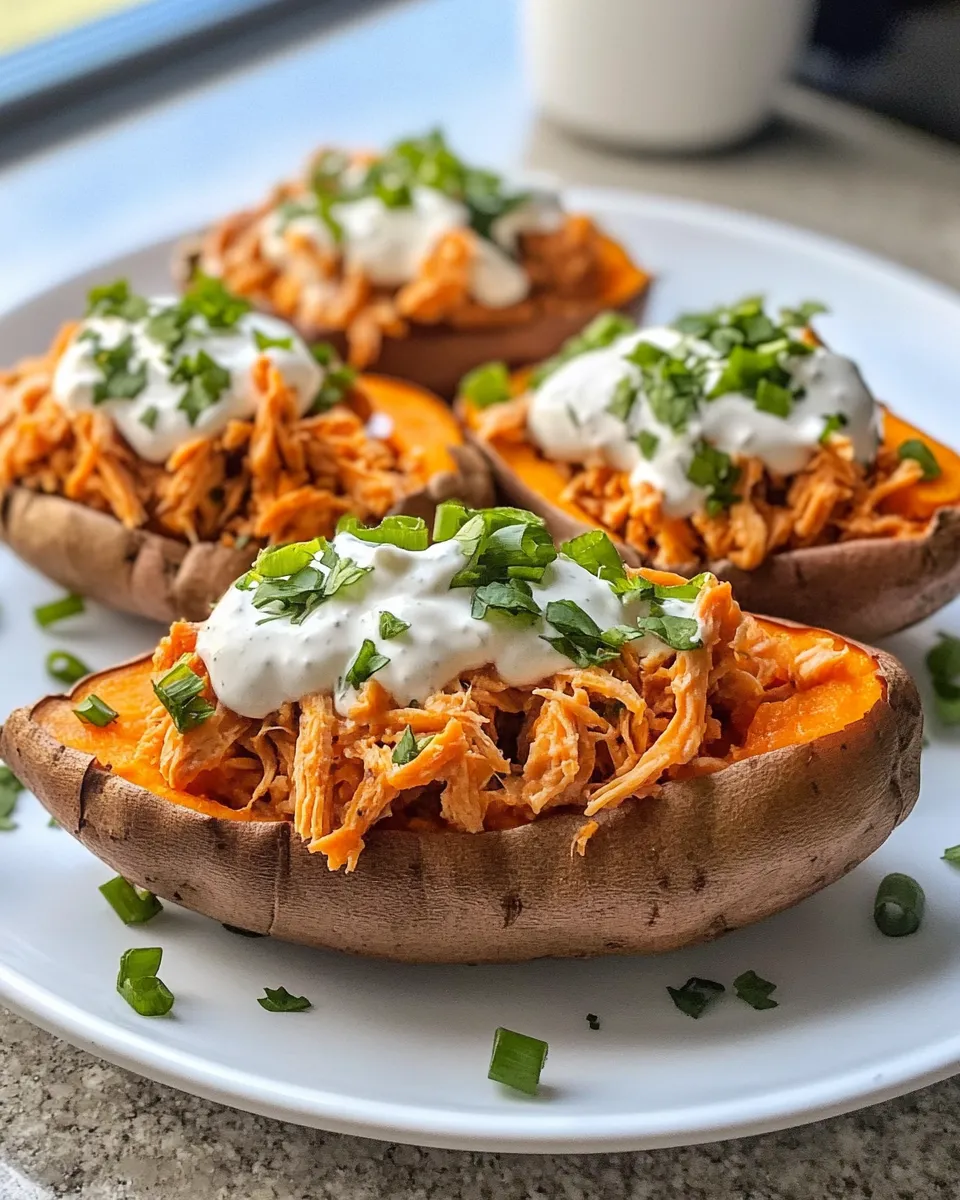 Classic Buffalo Chicken Stuffed Sweet Potatoes image