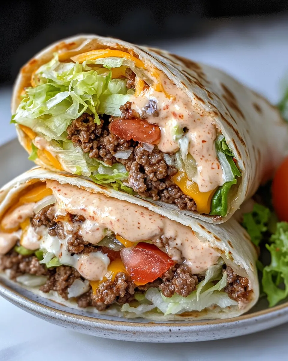 Homemade Cheeseburger Tortilla Wraps With Special Sauce recipe photo