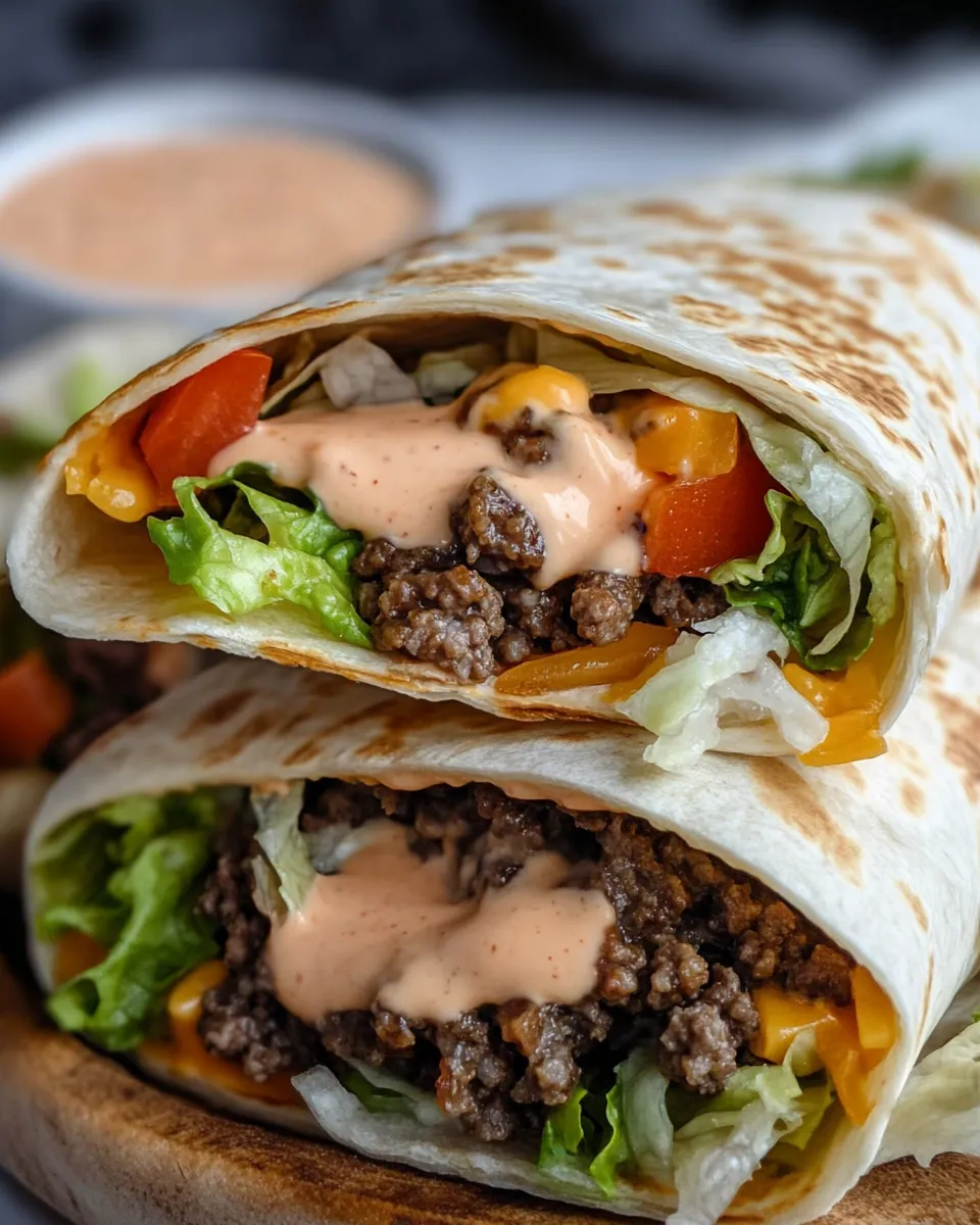 Classic Cheeseburger Tortilla Wraps With Special Sauce dish photo
