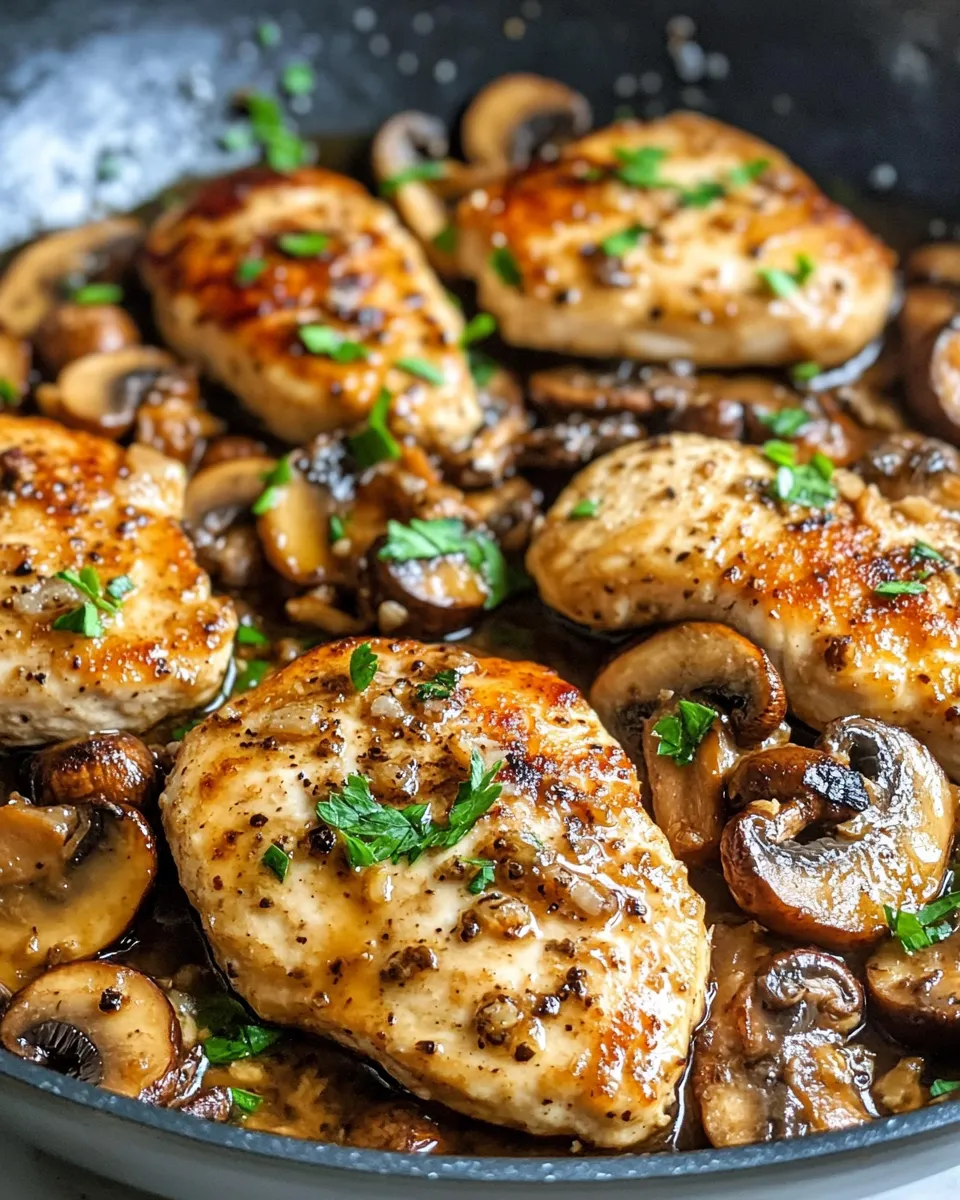 Delicious Chicken Marsala With Mushrooms food shot