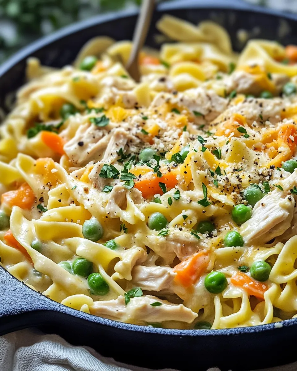 Classic Chicken Pot Pie Noodle Skillet recipe image