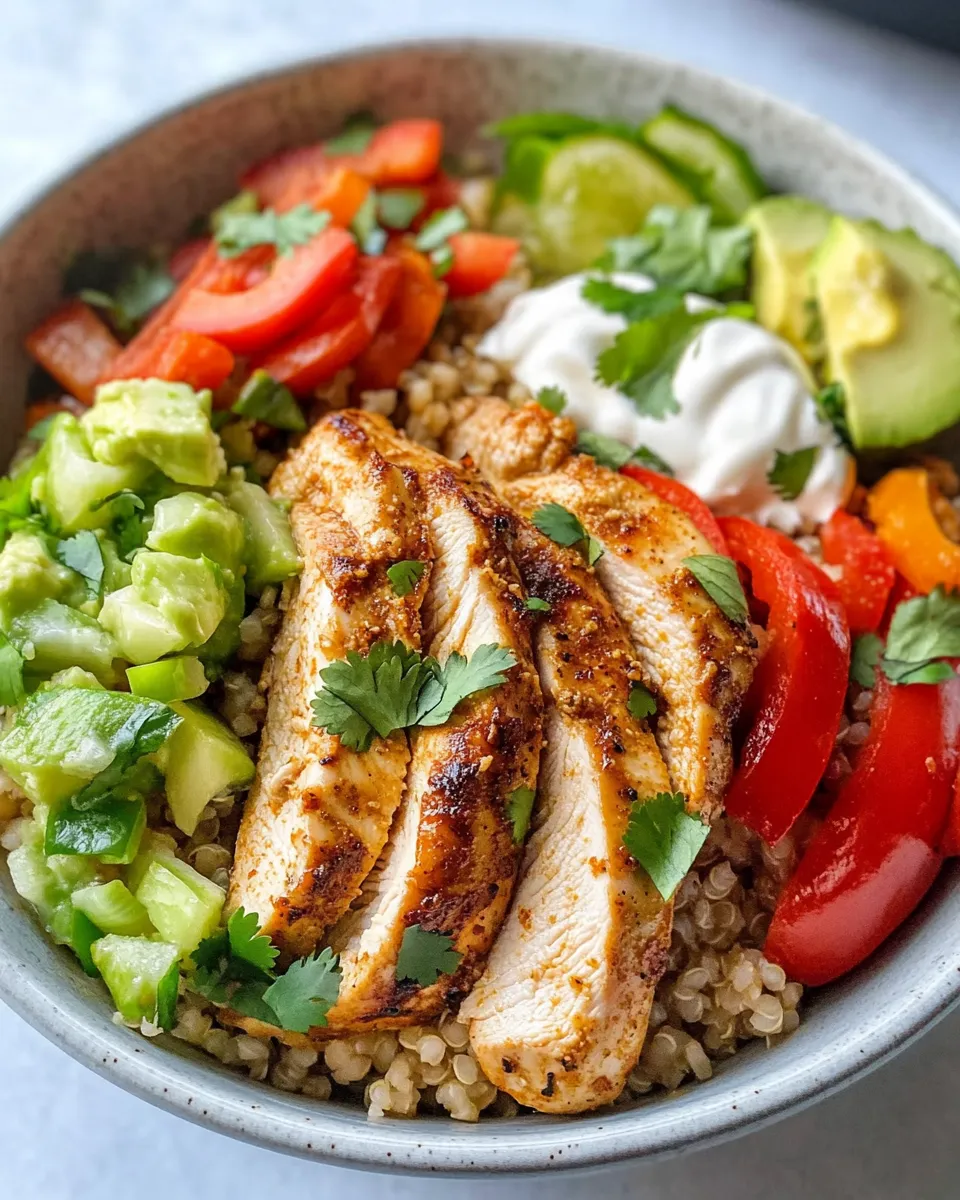 Easy Chipotle Lime Chicken Fajita Bowls food shot