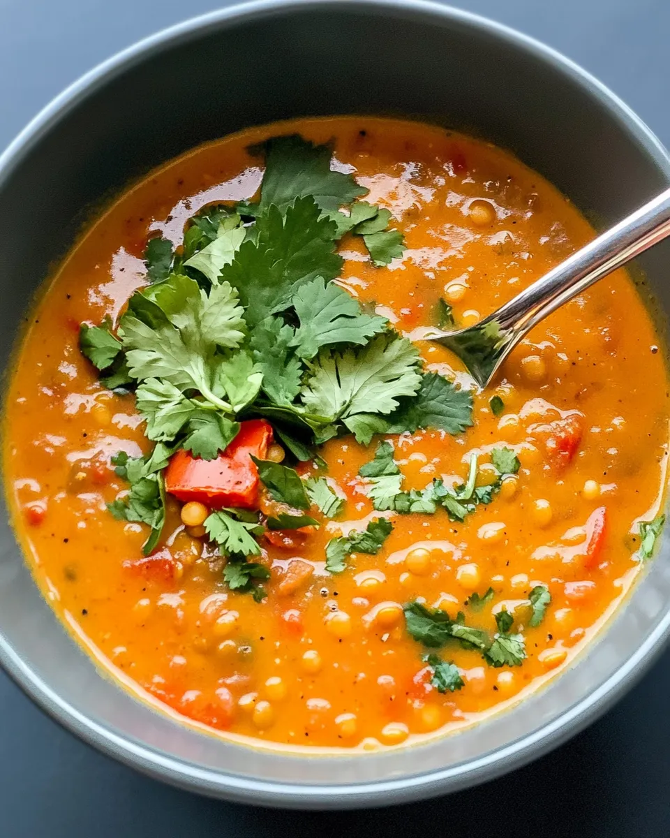 Easy Coconut Curry Lentil Soup food shot