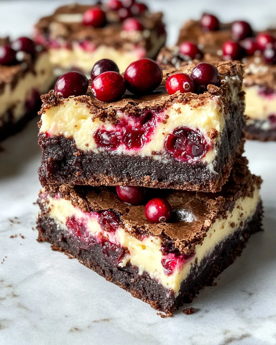 Homemade Cranberry Cheesecake Brownie Bars dish photo