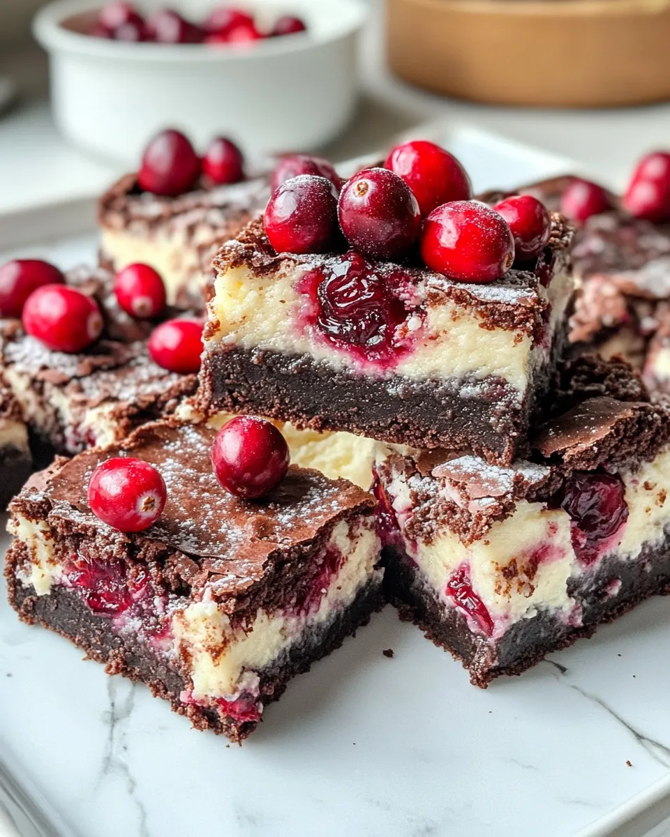 Classic Cranberry Cheesecake Brownie Bars plate image