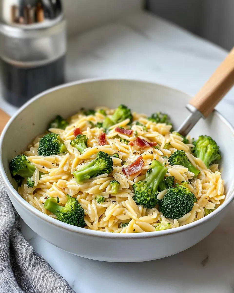 Easy Creamy Broccoli Cheddar Orzo dish photo