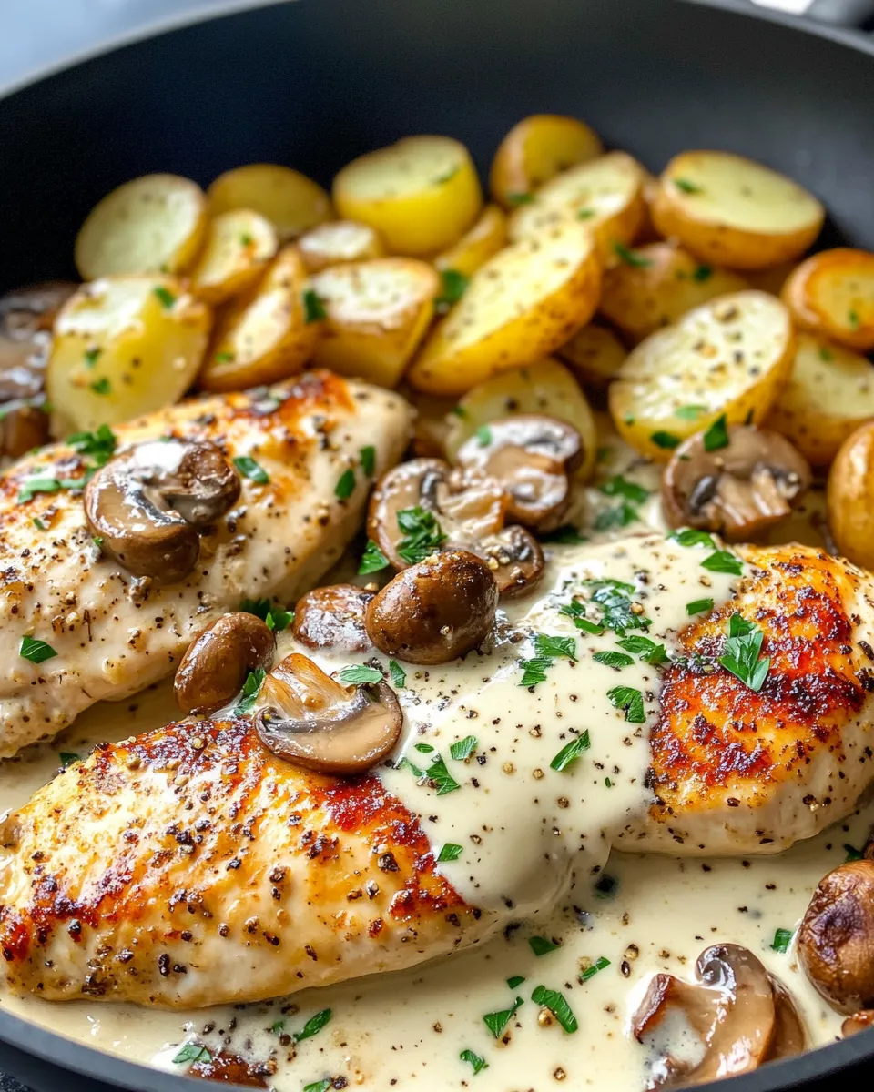 Delicious Creamy Mushroom Chicken With Potatoes image