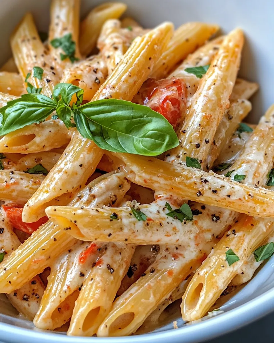 Delicious Creamy Roasted Red Pepper Penne plate image