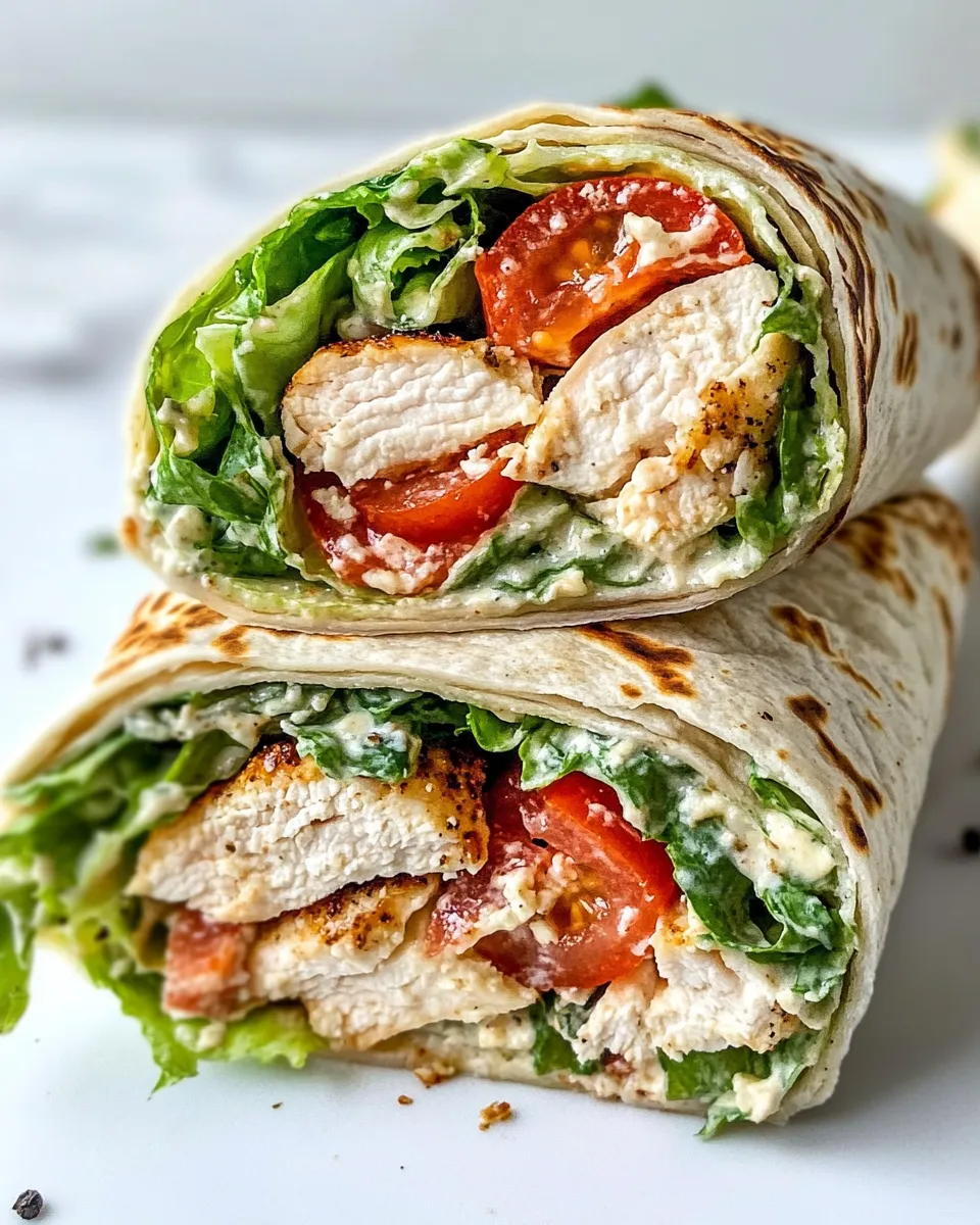 Easy Crispy Chicken Caesar Wraps food shot
