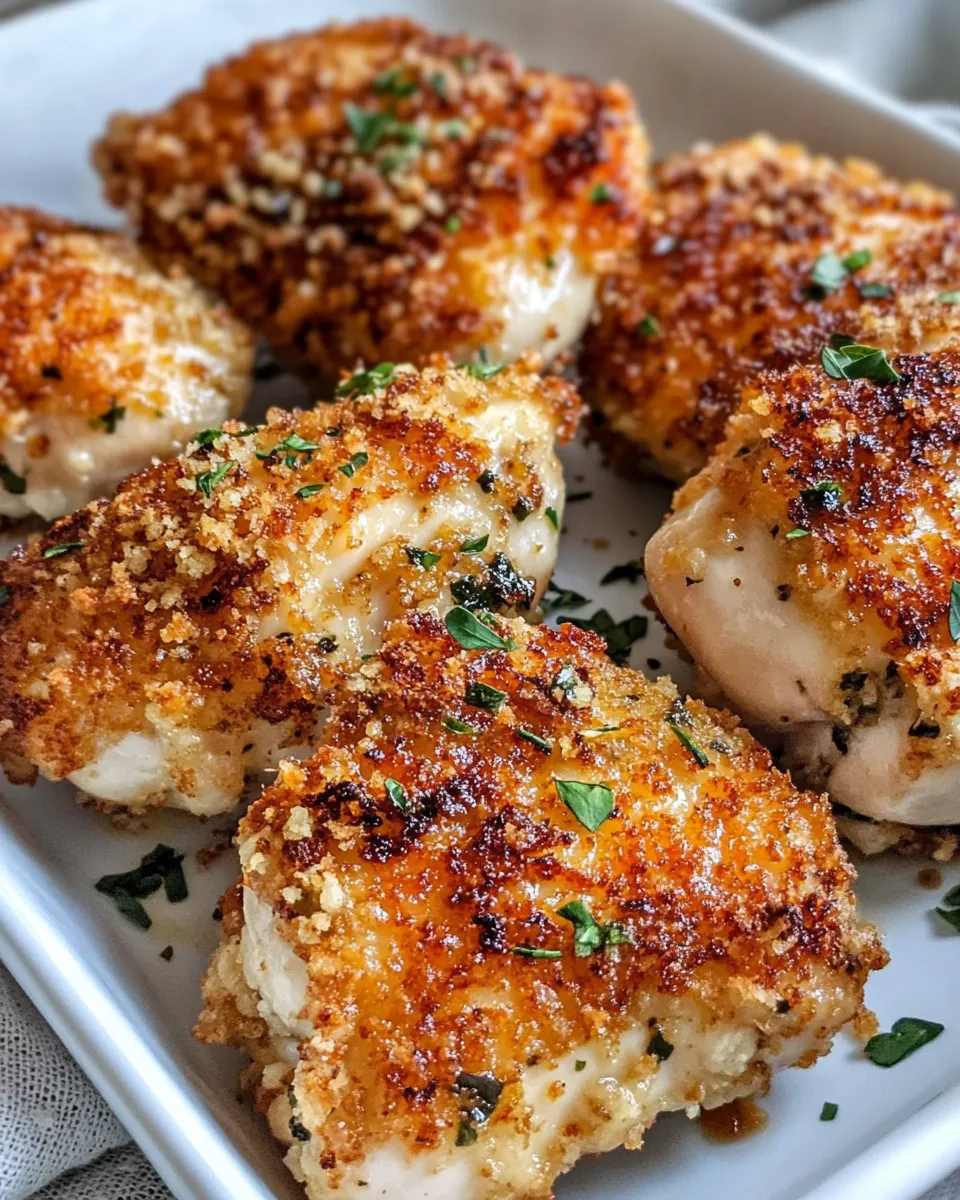 Easy Crispy Parmesan Crusted Chicken Thighs food shot