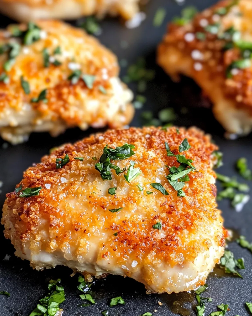 Delicious Crispy Parmesan Crusted Chicken Thighs plate image