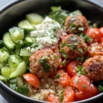 Homemade Greek Chicken Meatball Bowls photo